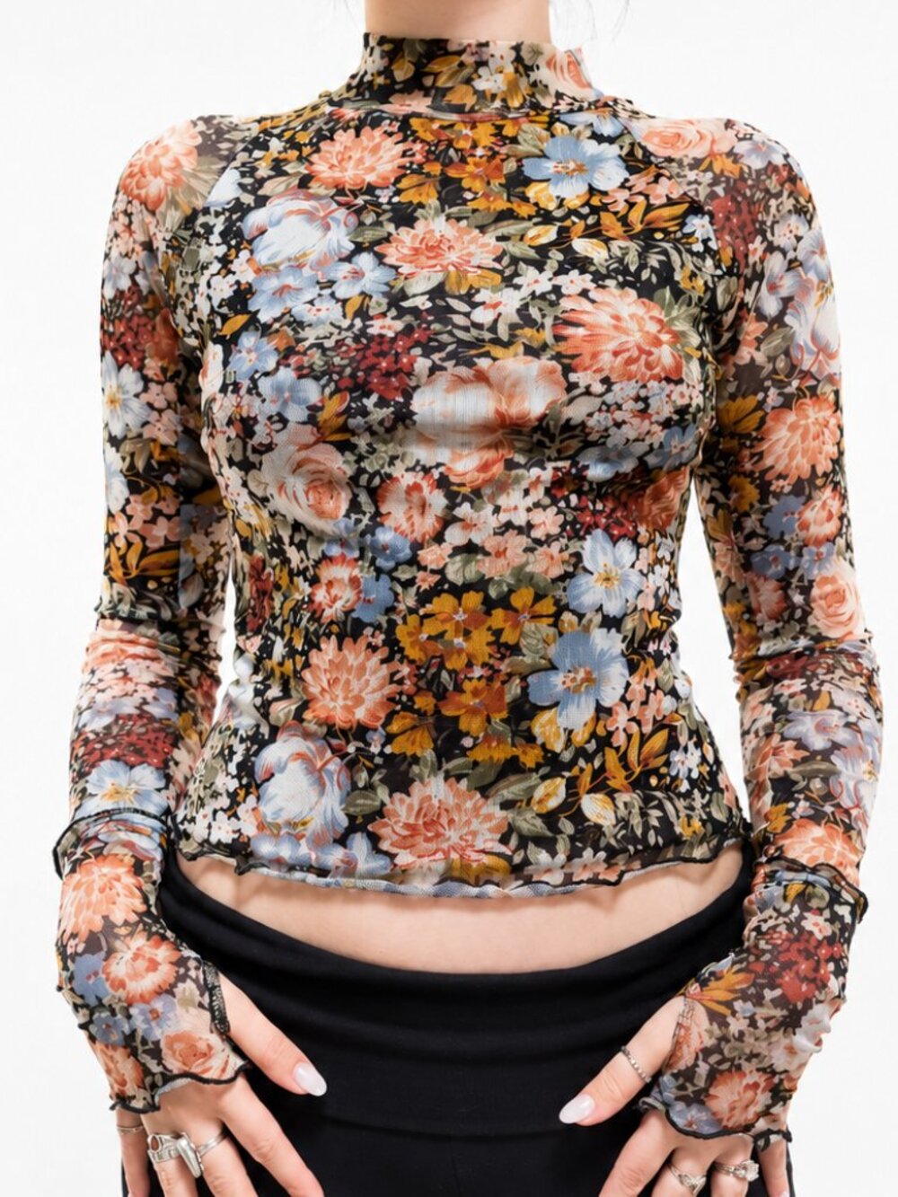 Floral Top With Thumb Holes Size Small